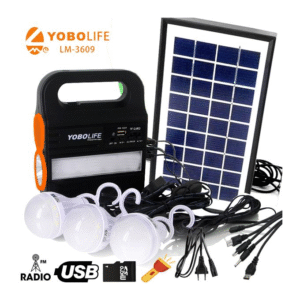 Lámpara LED. YOBOLIFE. 3 Bombillos. Panel Solar.